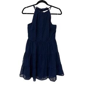 ROWA dress blue swiss dot sleeveless
